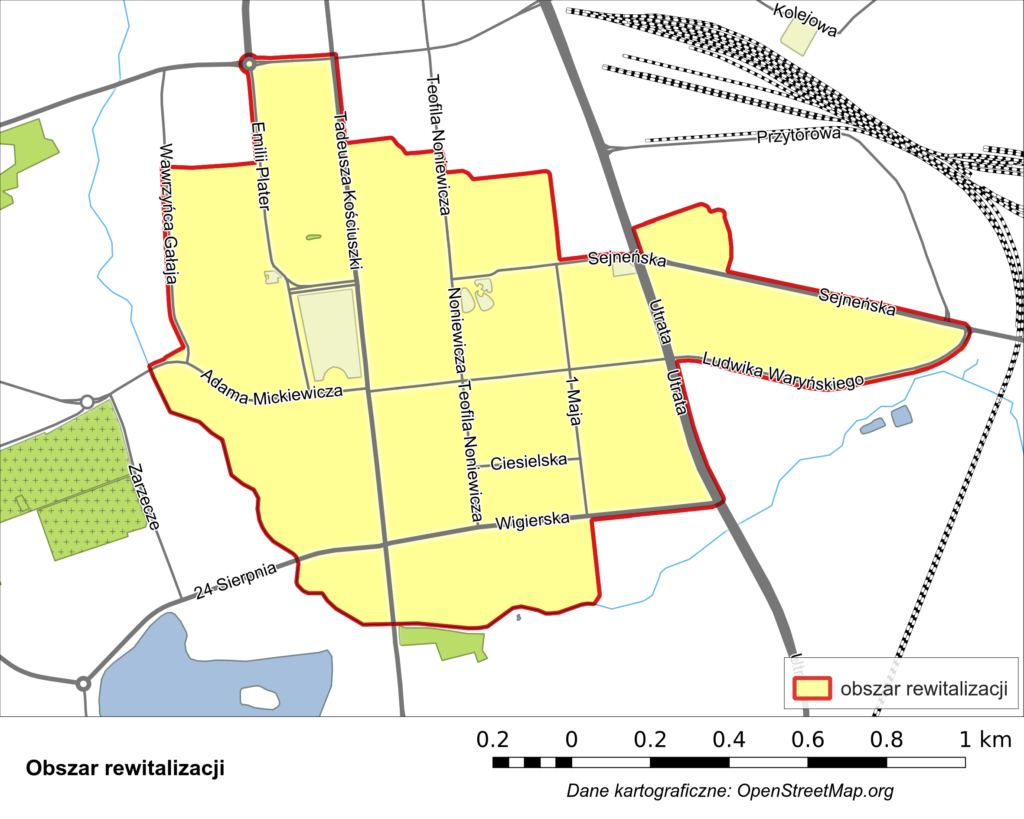 Mapa obszaru rewitalizacji Suwałk